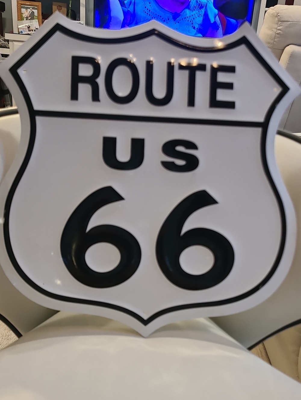 White and Black Route 66 Wall Sign - Classic US Highway Decor 10.5 X 11